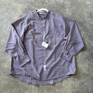 New Vintage Geoffrey Beene Grandad Shirt Mens 18 Gray Long Sleeve 90s Minimalist